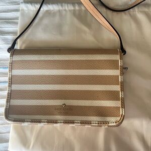 Kate Spade Brown and Cream Striped Crossbody Bag